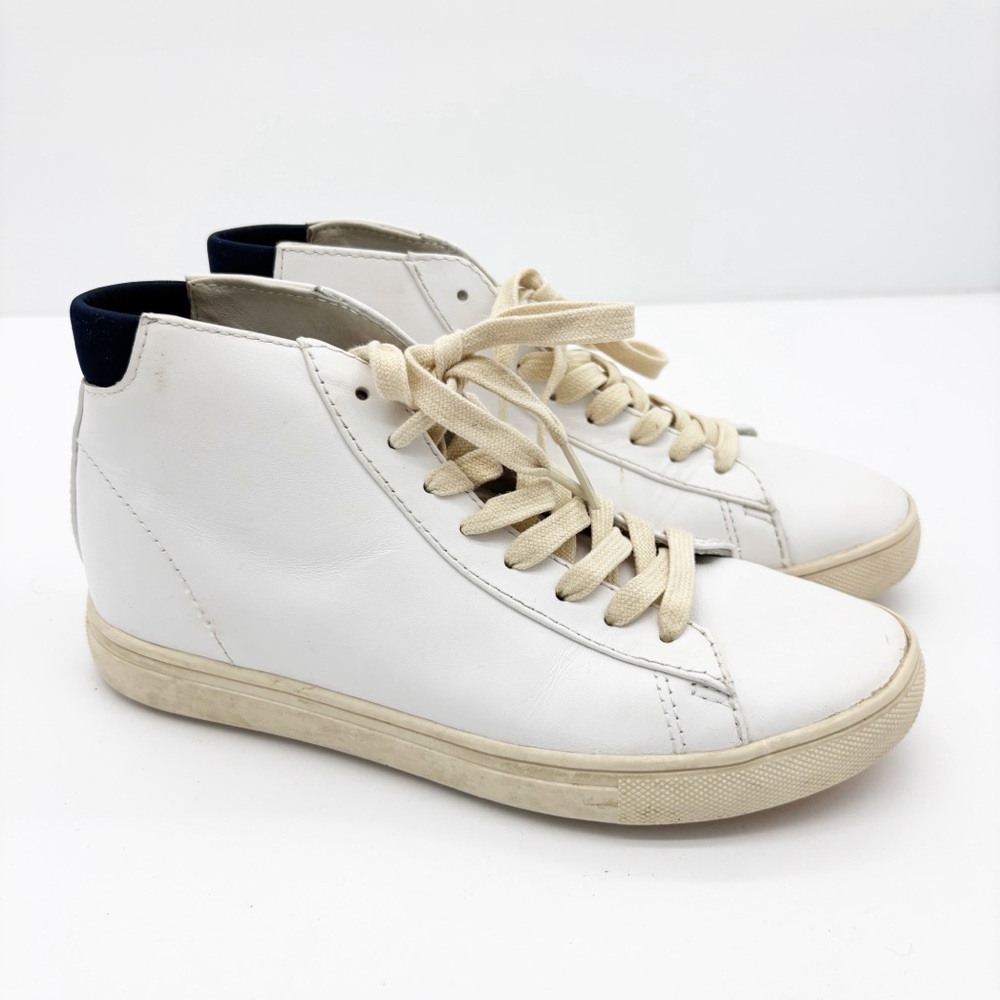 Clae Bradley Mid White Leather Sneakers